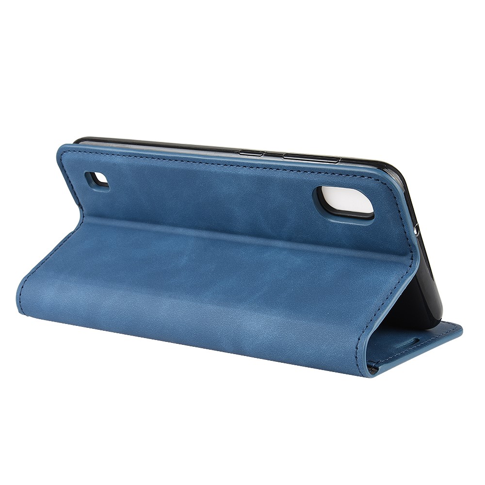 Caso De Cáscara De La Carpeta De Cuero Tacto Sedoso Para Samsung A10 Galaxy - Azul-7