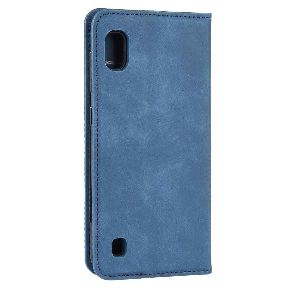Caso De Cáscara De La Carpeta De Cuero Tacto Sedoso Para Samsung A10 Galaxy - Azul-8