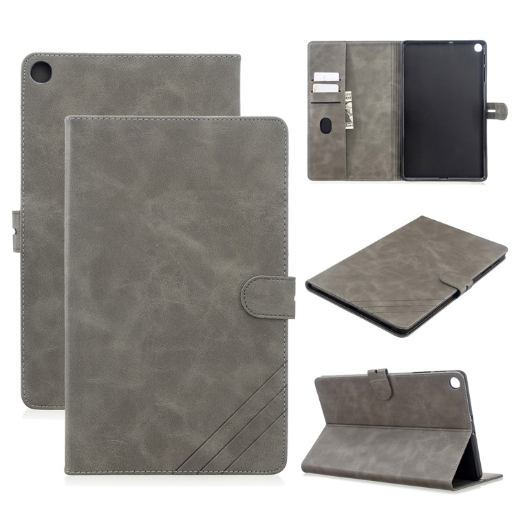 PU Leather Wallet Stand Tablet Protective Case for Samsung Galaxy Tab A 10.1 (2019) T510 T515 - Grey-1