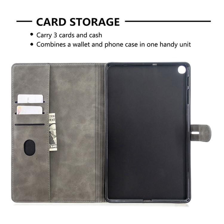 PU Leather Wallet Stand Tablet Protective Case for Samsung Galaxy Tab A 10.1 (2019) T510 T515 - Grey-10