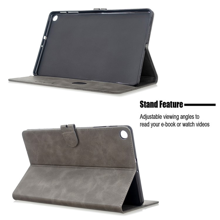 PU Leather Wallet Stand Tablet Protective Case for Samsung Galaxy Tab A 10.1 (2019) T510 T515 - Grey-9