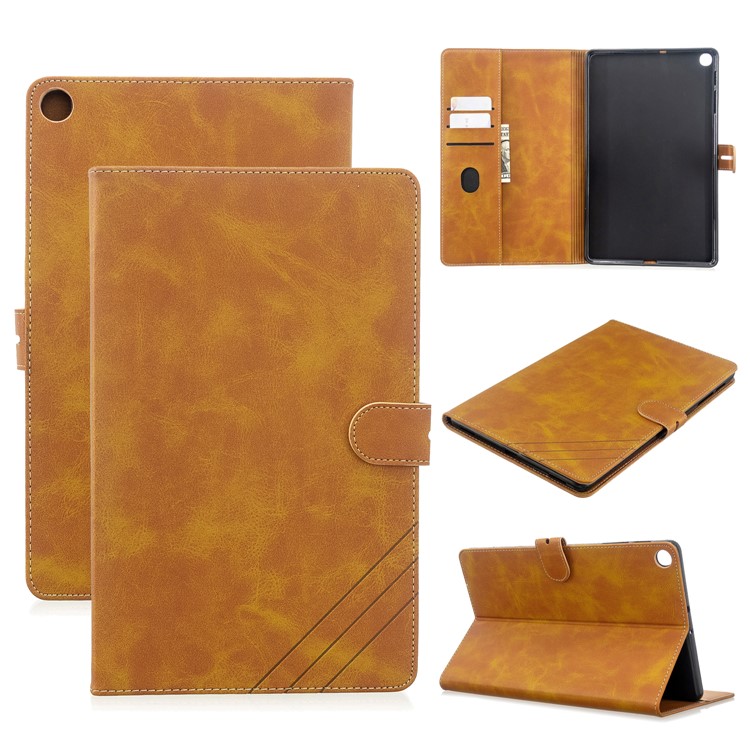 PU Leather Wallet Stand Tablet Protective Case for Samsung Galaxy Tab A 10.1 (2019) T510 T515 - Brown-1