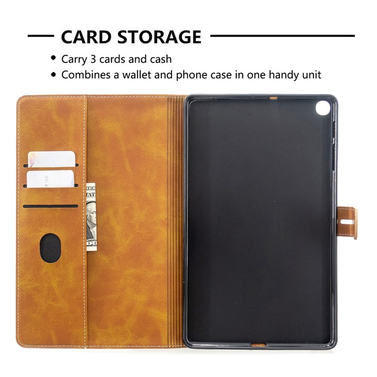 PU Leather Wallet Stand Tablet Protective Case for Samsung Galaxy Tab A 10.1 (2019) T510 T515 - Brown-10