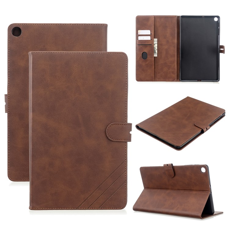 PU Leather Wallet Stand Tablet Protective Case for Samsung Galaxy Tab A 10.1 (2019) T510 T515 - Coffee-1
