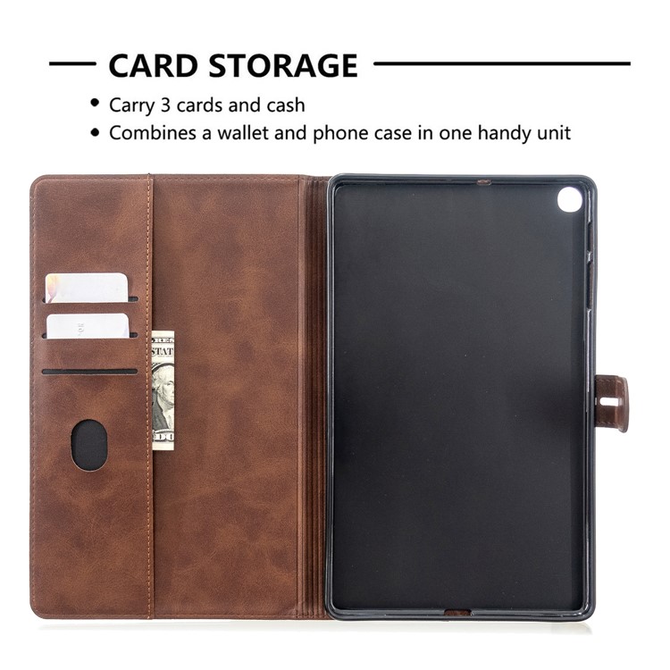 PU Leather Wallet Stand Tablet Protective Case for Samsung Galaxy Tab A 10.1 (2019) T510 T515 - Coffee-10