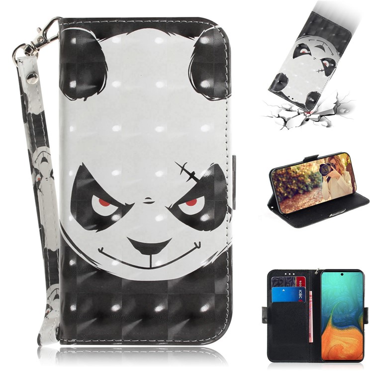 Light Spot Decor Pattern Printing Wallet Leather Flip Case for Samsung Galaxy A71 - Panda-1