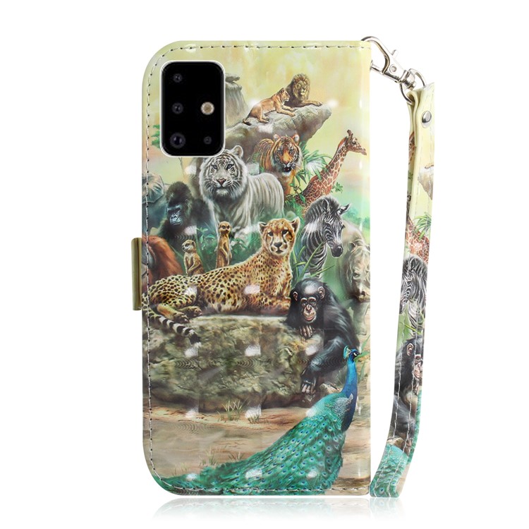 Light Spot Decor Pattern Printing Wallet Leather Flip Case for Samsung Galaxy A71 A715 - Animal Kingdom-3