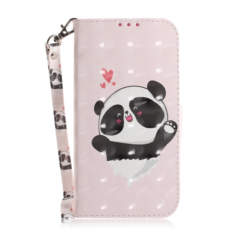Modèle Décoration Spot Lumineux Cas Flip En Cuir Portefeuille D'impression Pour Samsung Galaxy A71 - Panda Bébé-2