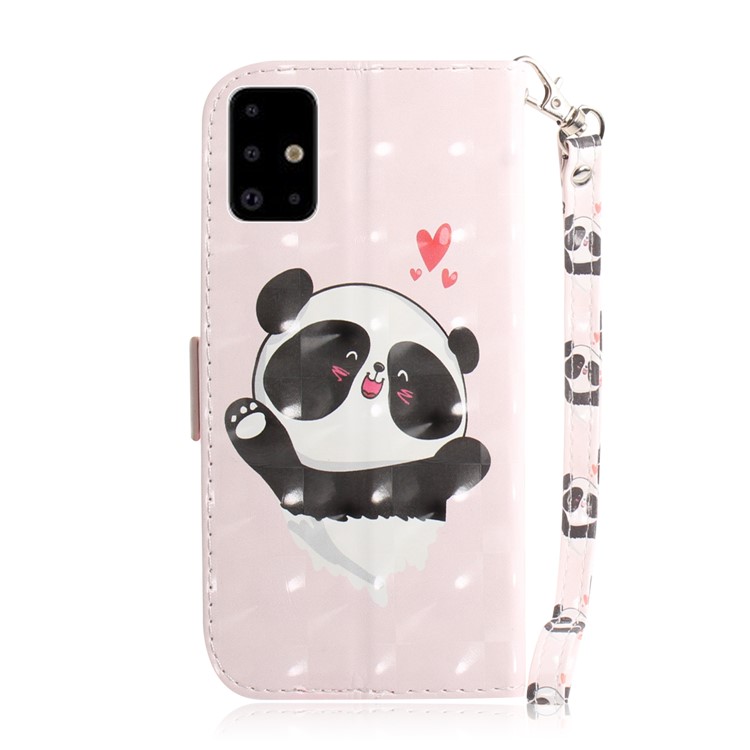 Modèle Décoration Spot Lumineux Cas Flip En Cuir Portefeuille D'impression Pour Samsung Galaxy A71 - Panda Bébé-3