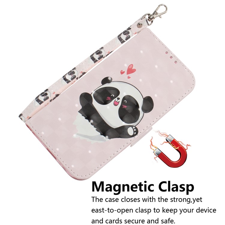 Modèle Décoration Spot Lumineux Cas Flip En Cuir Portefeuille D'impression Pour Samsung Galaxy A71 - Panda Bébé-4