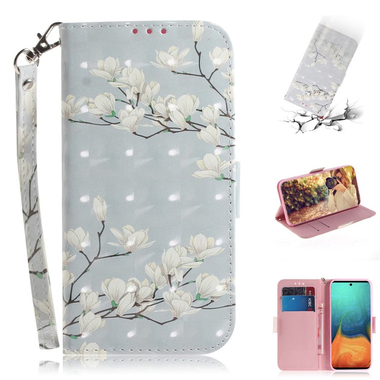 Light Spot Decor Pattern Printing Wallet Leather Flip Case for Samsung Galaxy A71 A715 - Flower Branches-1