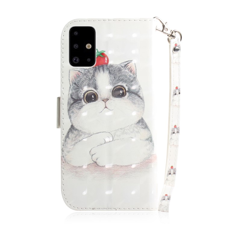 Light Spot Decor Pattern Printing Wallet Leather Flip Case for Samsung Galaxy A71 A715 - Fat Cat-3