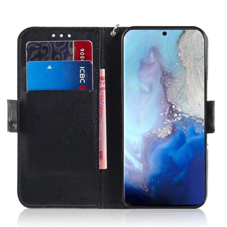 Light Spot Decor Patterned Leather Shell Stand Case for Samsung Galaxy S20 - Malanda Flower-7