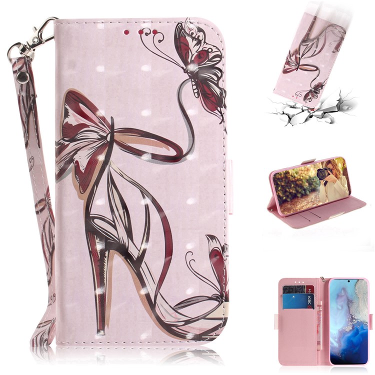 Light Spot Decor Patterned Leather Shell Stand Case for Samsung Galaxy S20 - High Heels