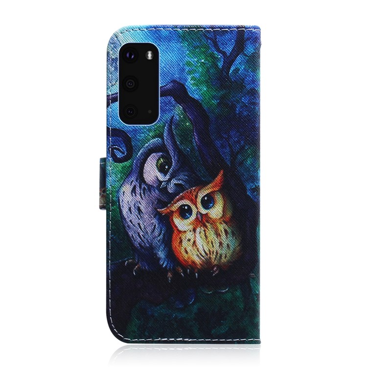 Pattern Printing PU Leather Wallet Phone Casing for Samsung Galaxy S20 - Owl-3