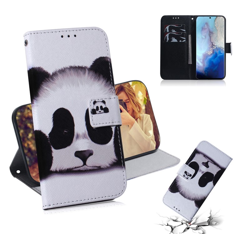 Pattern Printing PU Leather Wallet Phone Casing for Samsung Galaxy S20 - Panda-1