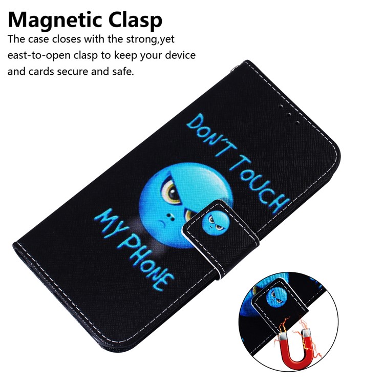 Pattern Printing PU Leather Wallet Phone Casing for Samsung Galaxy S20 - Don't Touch My Phone-4