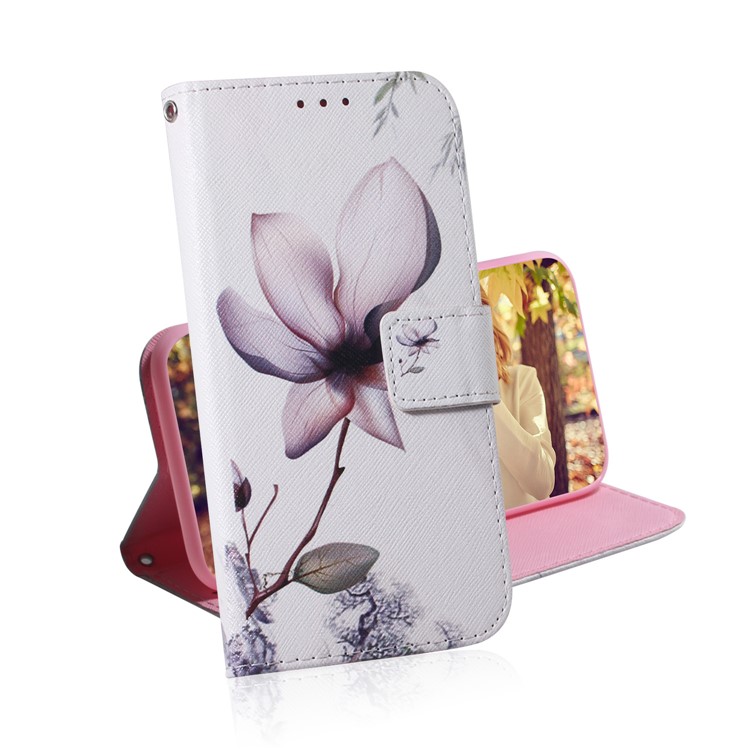 Modèle D'impression PU Portefeuille de Portefeuille de Téléphone Pour Samsung Galaxy S20 4g / S20 5G - Fleur