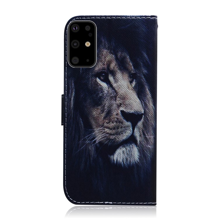Pattern Printing Wallet Stand Flip Leather Phone Case for Samsung Galaxy S20 Plus - Lion-3