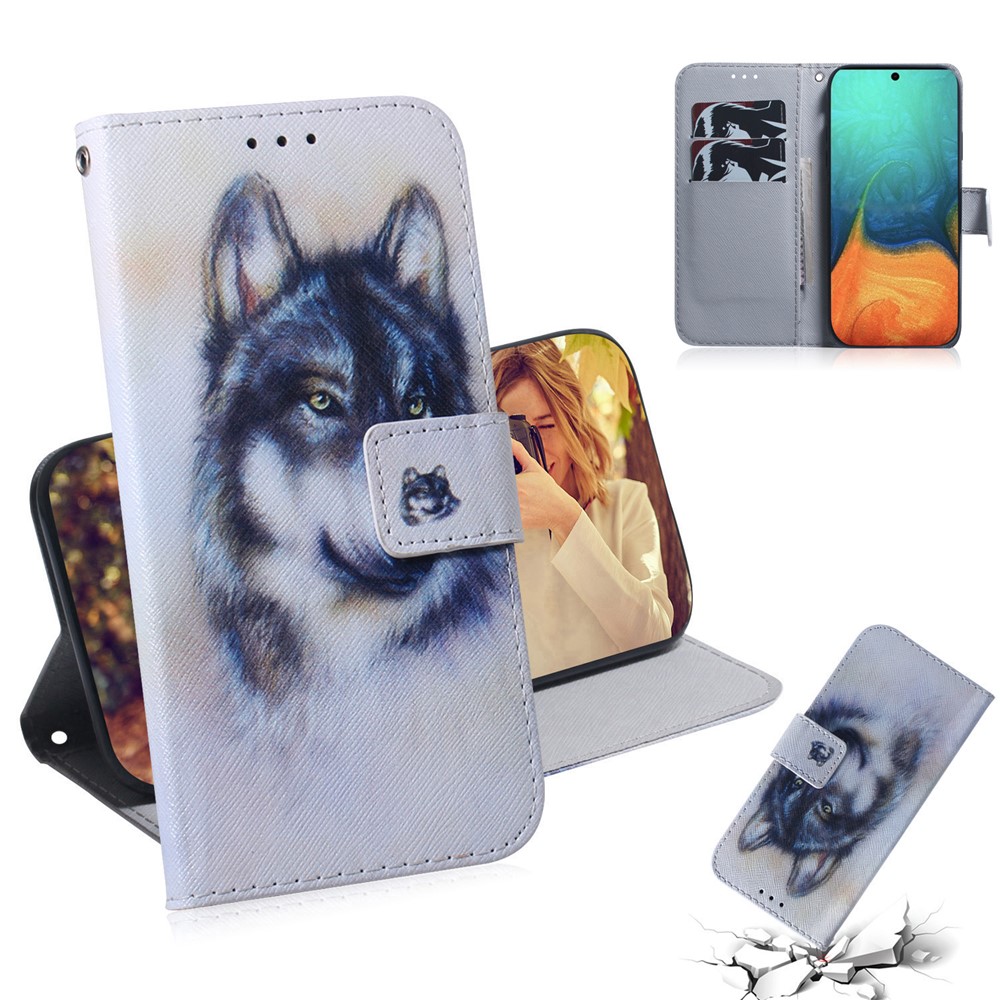 Pattern Printing PU Leather Wallet Phone Cover for Samsung Galaxy A71 A715 - Wolf-1