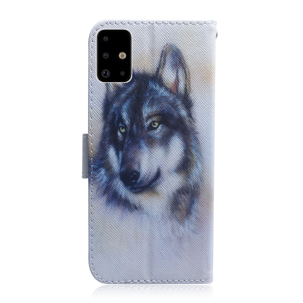 Pattern Printing PU Leather Wallet Phone Cover for Samsung Galaxy A71 A715 - Wolf-3