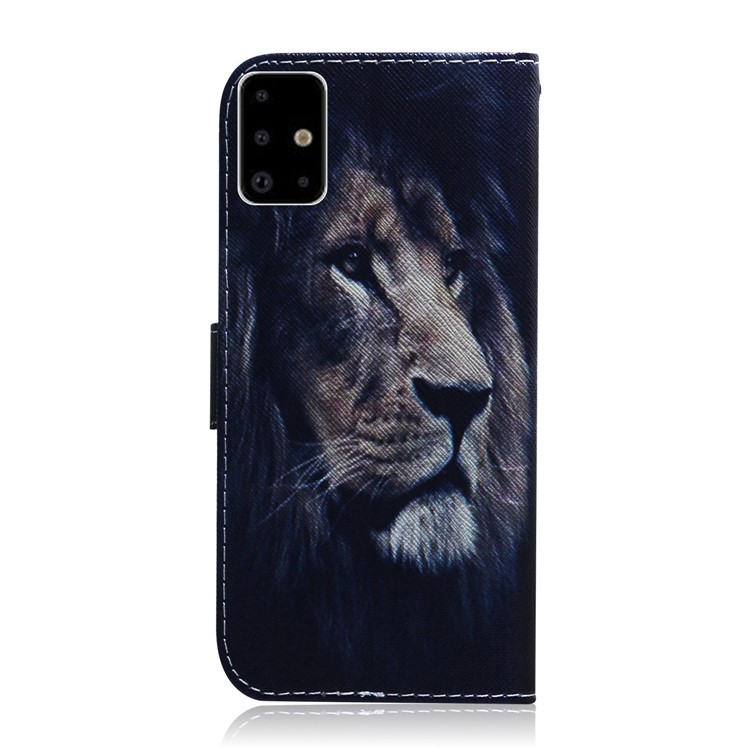 Pattern Printing PU Leather Wallet Phone Cover for Samsung Galaxy A71 A715 - Lion-3