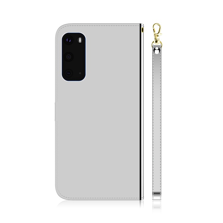 Mirror Surface Leather Wallet Stand Phone Cover for Samsung Galaxy S11e - Silver-3