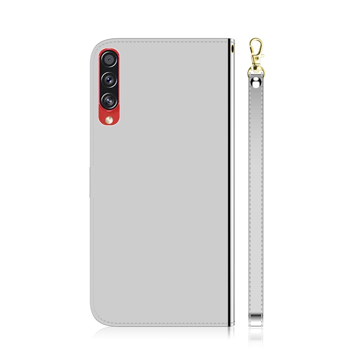 Mirror Surface Leather Wallet Stand Phone Cover for Samsung Galaxy A70s - Silver-3