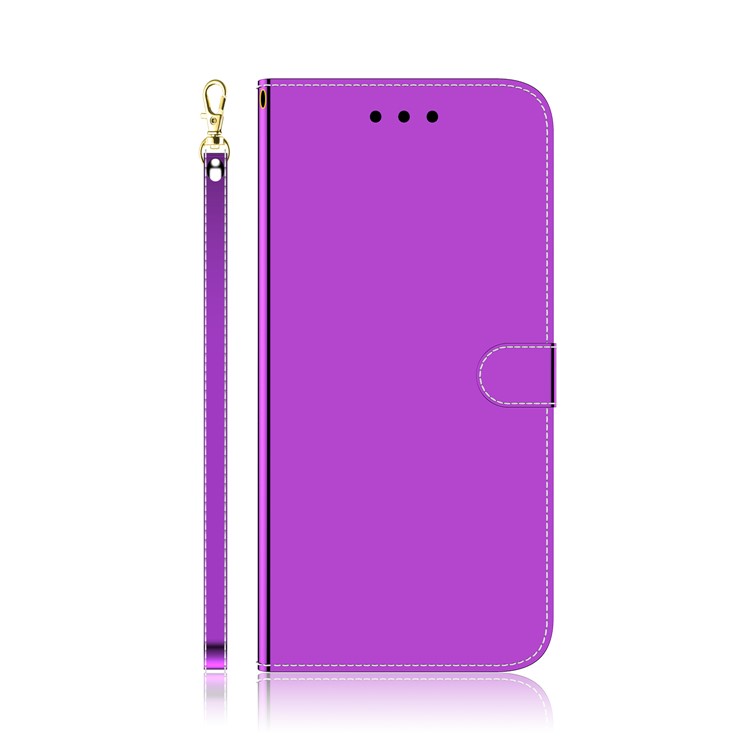 Mirror Surface Leather Wallet Stand Phone Cover for Samsung Galaxy A70s - Purple-2