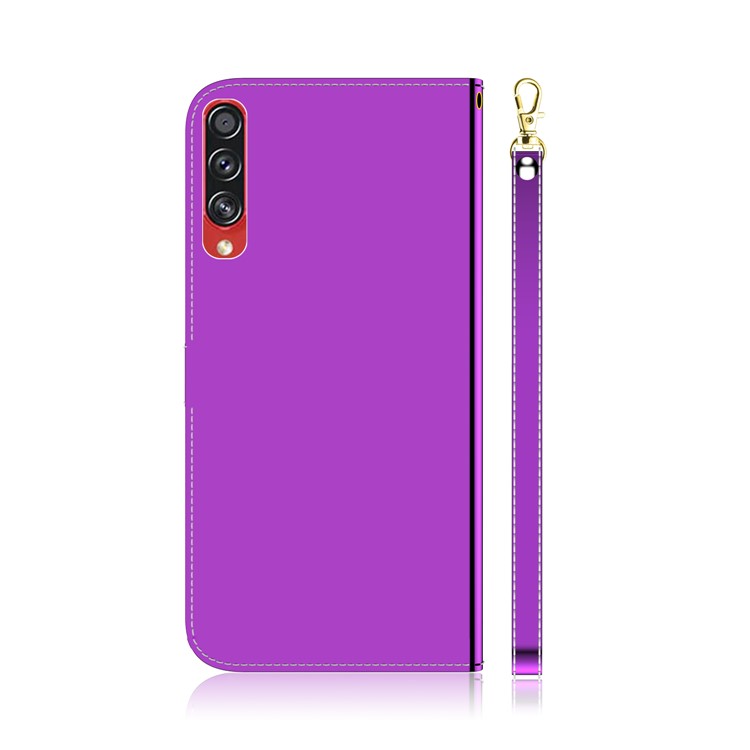Mirror Surface Leather Wallet Stand Phone Cover for Samsung Galaxy A70s - Purple-3