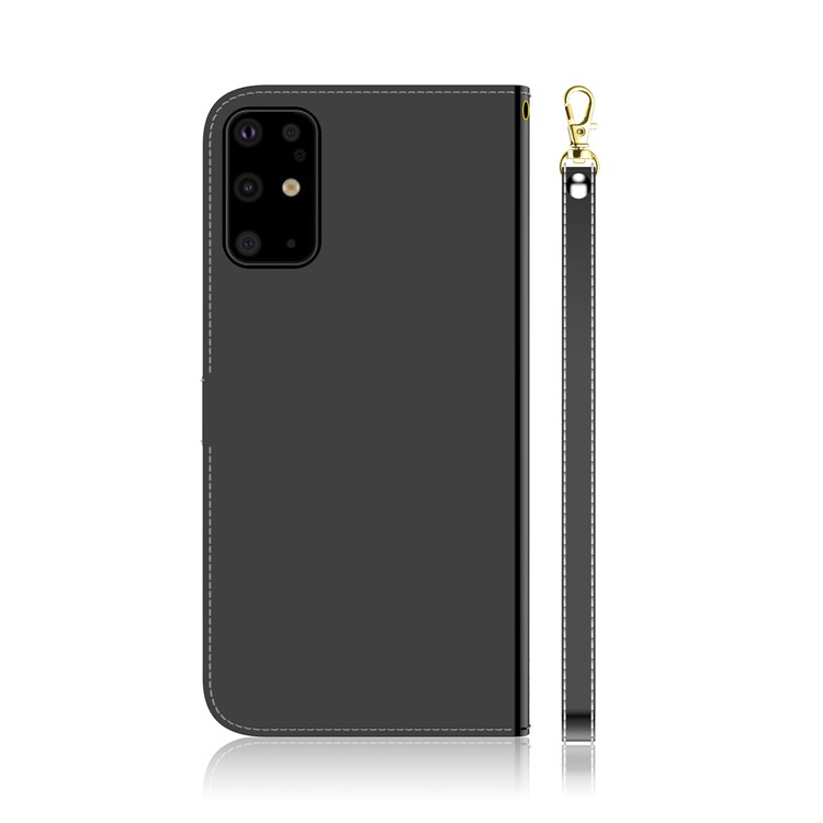 Mirror Surface Leather Wallet Case with Strap for Samsung Galaxy S20 Plus - Black-3