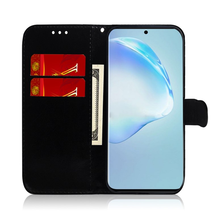 Mirror Surface Leather Wallet Case with Strap for Samsung Galaxy S20 Plus - Black-9