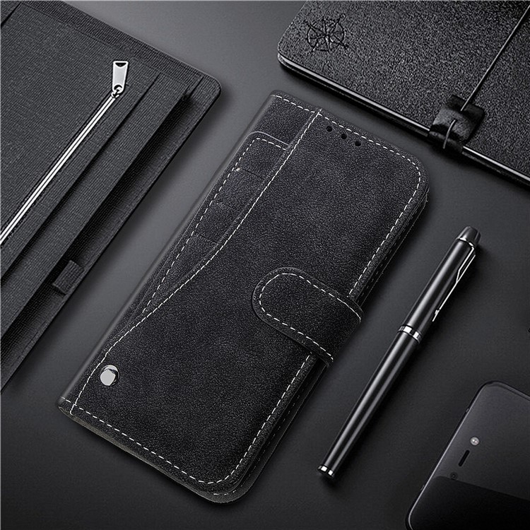 Matte Leather Wallet Stand Phone Cover Case with Rotary Card Holder for Samsung Galaxy Note 10 / Note 10 5G - Black-9