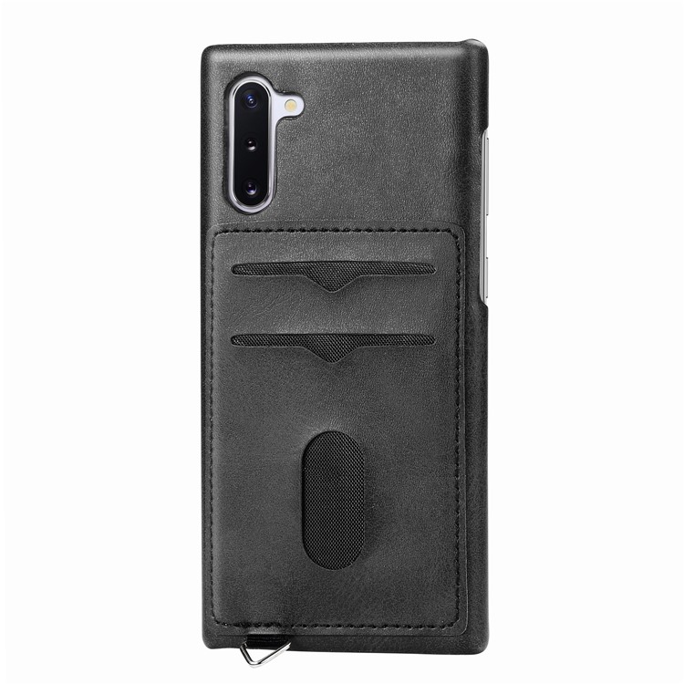 Simple Style Card Holder PU Leather Coated PC Back Case for Samsung Galaxy Note 10 / Note 10 5G - Black-2