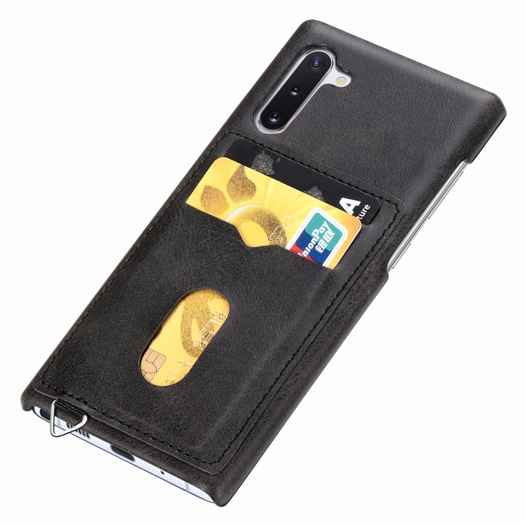 Simple Style Card Holder PU Leather Coated PC Back Case for Samsung Galaxy Note 10 / Note 10 5G - Black-3
