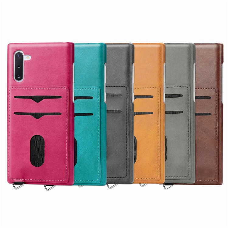 Simple Style Card Holder PU Leather Coated PC Back Case for Samsung Galaxy Note 10 / Note 10 5G - Black-8