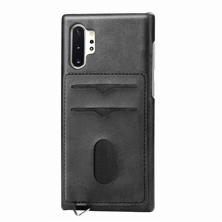 Simple Style Card Holder PU Leather Coated PC Back Case for Samsung Galaxy Note 10 Plus / Note 10 Plus 5G - Black-2