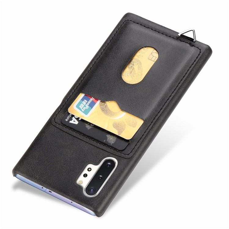 Simple Style Card Holder PU Leather Coated PC Back Case for Samsung Galaxy Note 10 Plus / Note 10 Plus 5G - Black-4