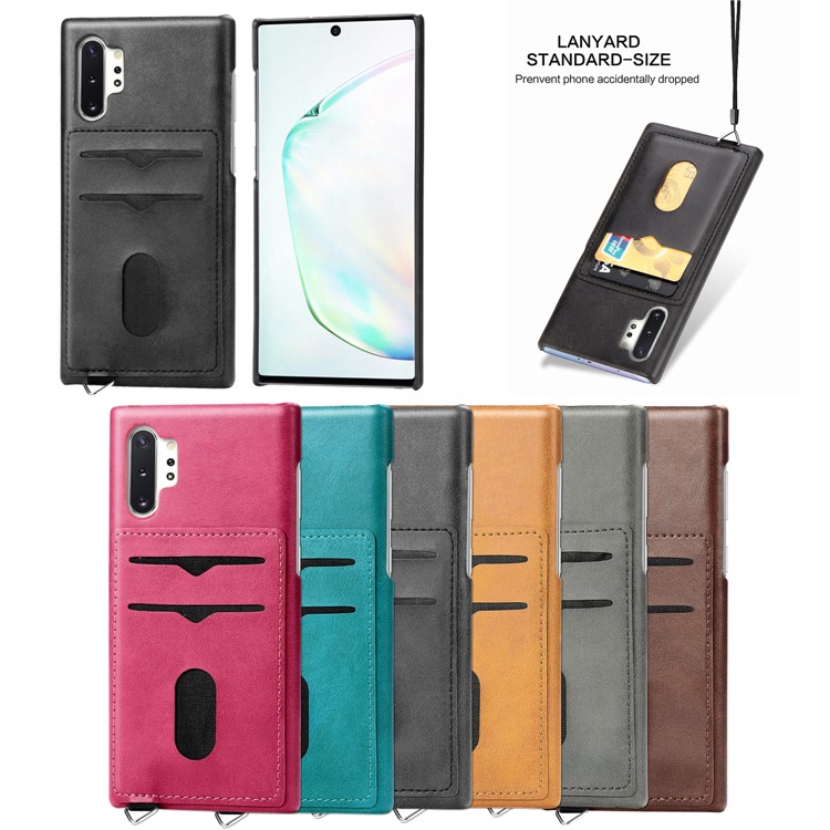 Simple Style Card Holder PU Leather Coated PC Back Case for Samsung Galaxy Note 10 Plus / Note 10 Plus 5G - Black-7
