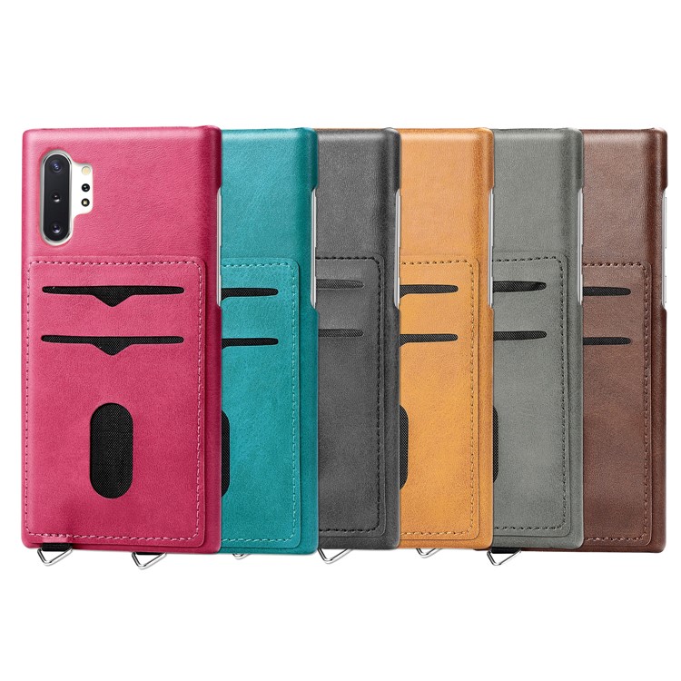 Simple Style Card Holder PU Leather Coated PC Back Case for Samsung Galaxy Note 10 Plus / Note 10 Plus 5G - Black-8