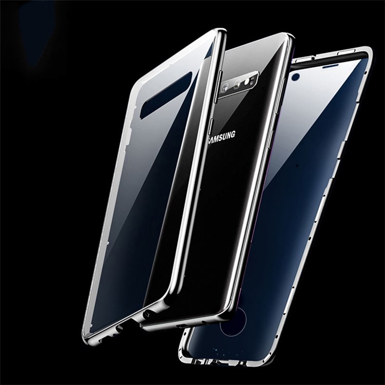 R-JUST Magnetic Installation Dual-sided Curved Tempered Glass + Aluminium Alloy Frame Full Protective Shell for Samsung Galaxy S10 - Black-2