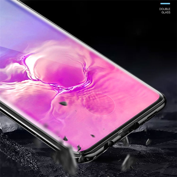 R-JUST Magnetic Installation Dual-sided Curved Tempered Glass + Aluminium Alloy Frame Full Protective Shell for Samsung Galaxy S10 - Black-6