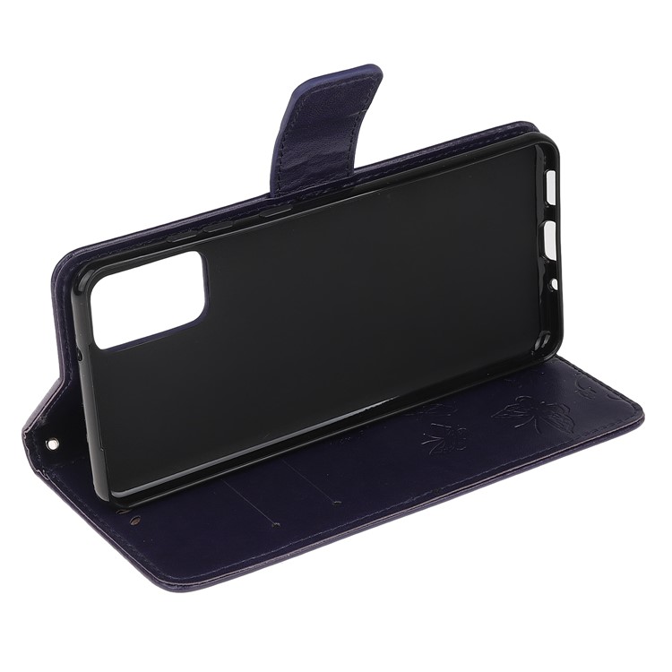 Custodia Per il Portafoglio in Pelle di Fiore Farfalla Per Farfalla Per Samsung Galaxy S20 4G/S20 5G - Viola Scuro-4