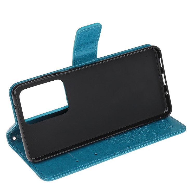 For Samsung Galaxy S20 Ultra Imprint Tree Owl Leather Wallet Protection Case - Blue-4