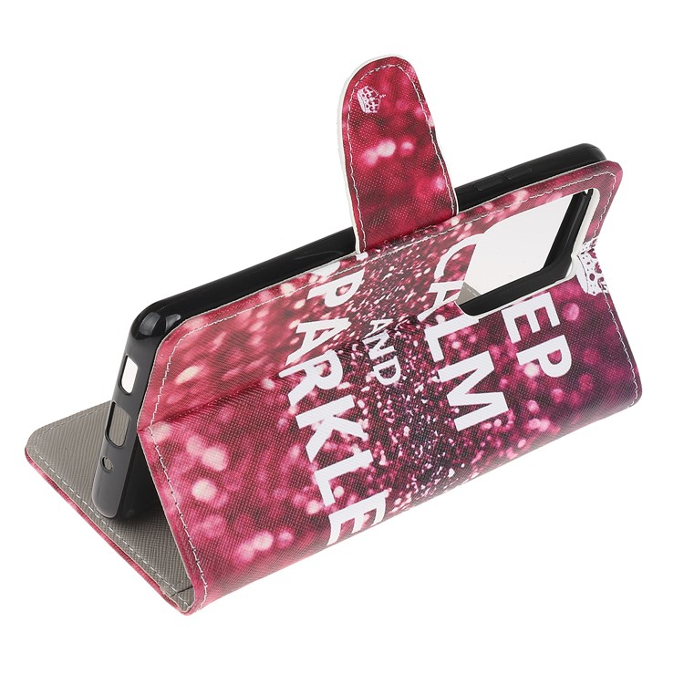 Pattern Printing Cross Texture Leather Wallet Case Cover for Samsung Galaxy S20 Ultra - Keep Calm and Sparkle-4