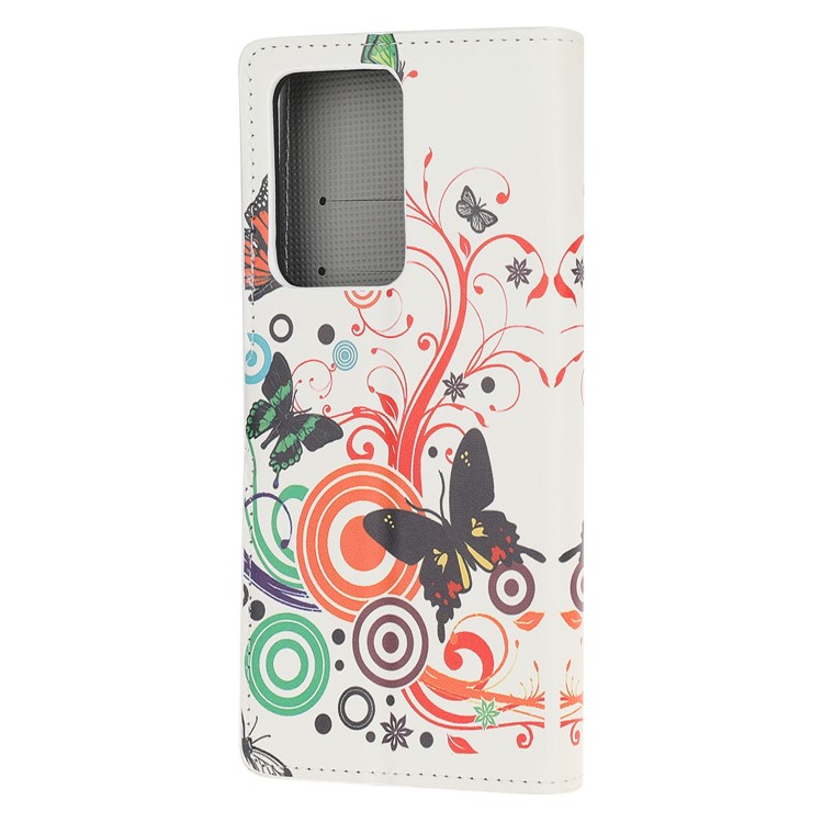 Pattern Printing Leather Wallet Case for Samsung Galaxy S20 Ultra - Butterfly Circles-3