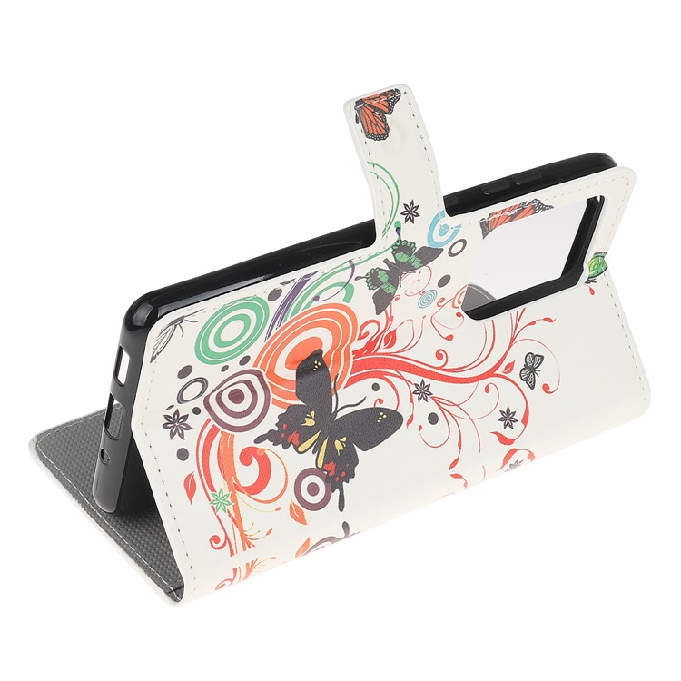 Pattern Printing Leather Wallet Case for Samsung Galaxy S20 Ultra - Butterfly Circles-4