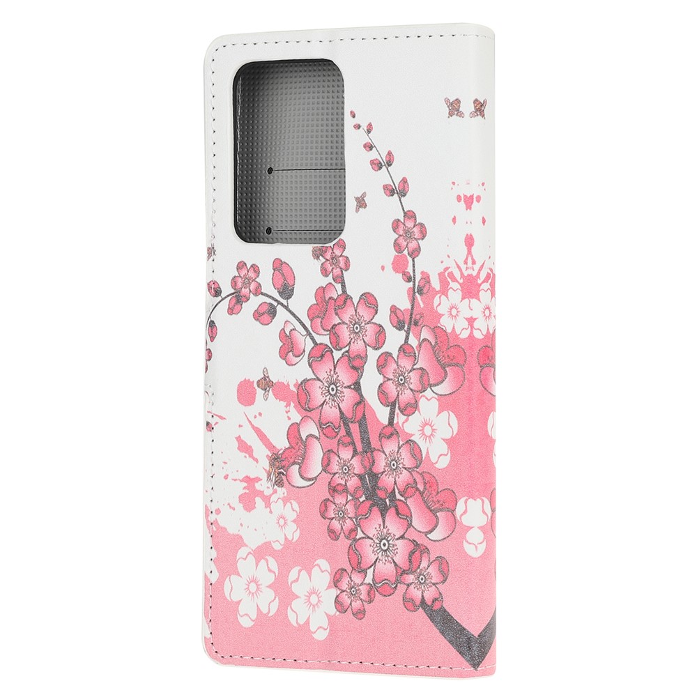 Modèle D'étui de Portefeuille en Cuir Pour Samsung Galaxy S20 Ultra - Fleur de Prune-3