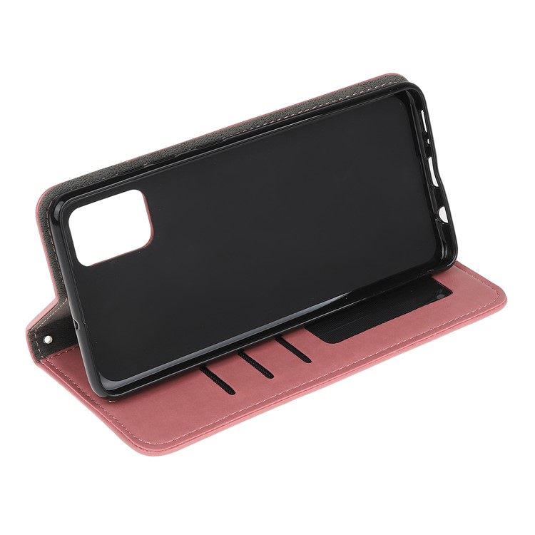 Imprint Cat and Fish Bone Wallet Leather Cover for Samsung Galaxy A51 - Pink-4
