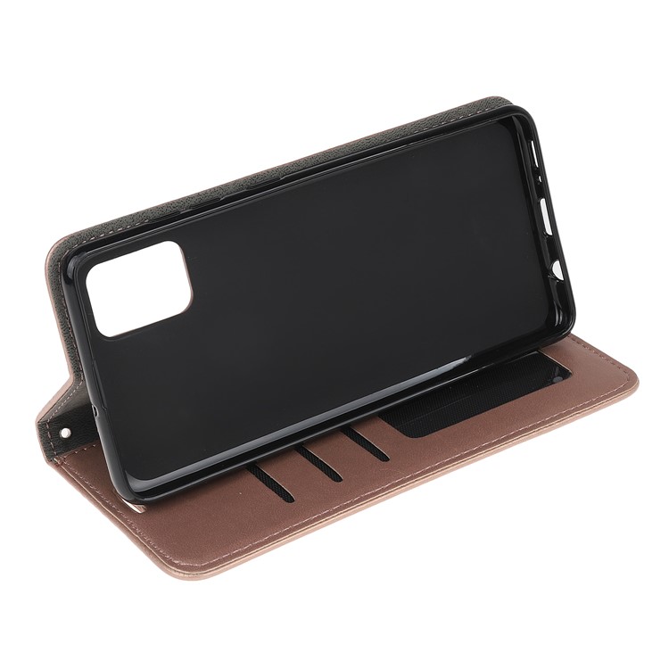 Imprint Cat and Fish Bone Wallet Leather Cover for Samsung Galaxy A51 - Rose Gold-5